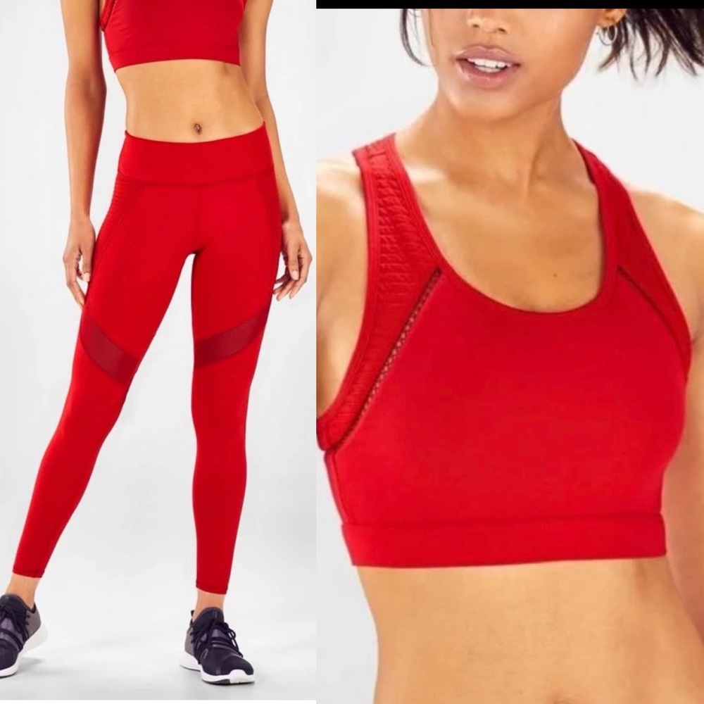 NWT SET Fabletics Impact Bra & Salar Statement Powerhold Legging Set M/L